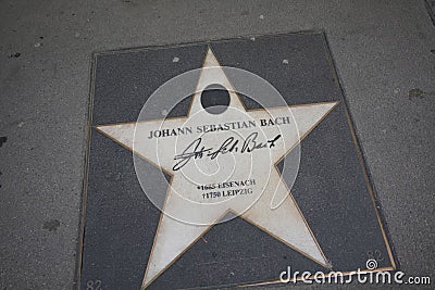 Star of Johann Sebastian Bach, Walk of fame in Vienna, Austria Editorial Stock Photo