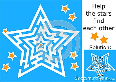 Star labirinth maze game sheet