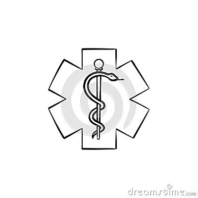 The Star of Life hand drawn outline doodle icon. Vector Illustration