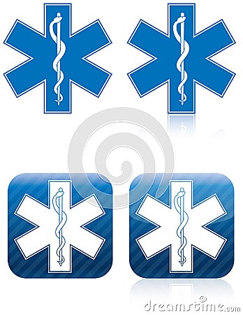 Star of Life - Rod of Asclepius Vector Illustration