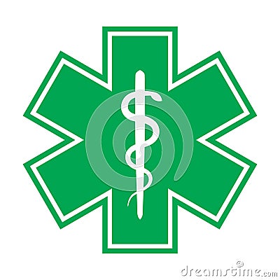 The Star of Life (with the staff of Asclepius) Vector Illustration