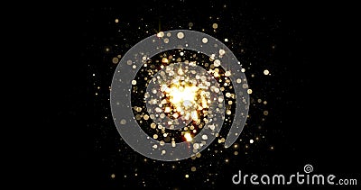 Star light or glitter glow effect with sparks explosion, background. Magic shine of bright bokeh flare in beam flash, shiny glare Stock Photo