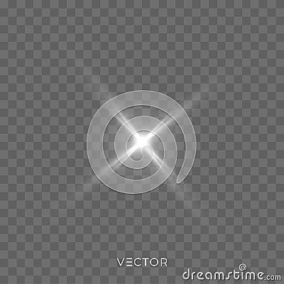 Star light shine, glow spark rays isolated on transparent background. Vector starlight, sunlight lens flare effect Vector Illustration