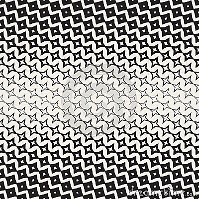 Star Line Shape Halftone Transition. Vector Seamless Black and White Pattern. Vector Illustration