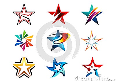 Star, logo, creative set of abstract stars logo collection, stars symbol vector design element Vector Illustration