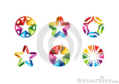 Star, logo, creative set of circle element abstract stars logo collections, stars symbol vector design Vector Illustration