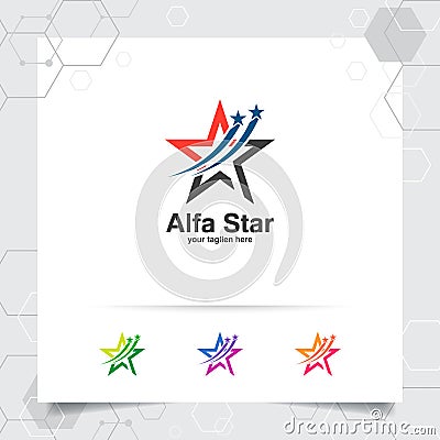 Star logo design concept of arrow symbol element, abstract star vector logo used for finance, accounting and consulting Vector Illustration