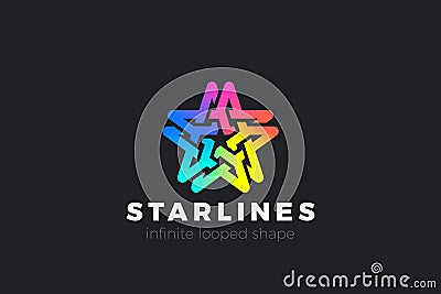 Star Logo infinite loop abstract linear outline colorful loop concept icon symbol Vector Illustration