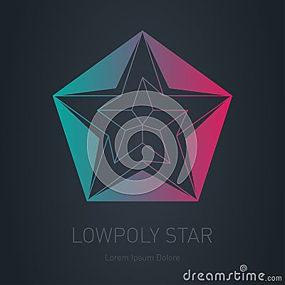 Star logo. Low poly impossible figure. Vector Lowpoly logotype or line design element Vector Illustration