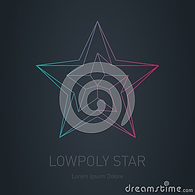 Star logo. Low poly impossible figure. Vector Lowpoly logotype Vector Illustration