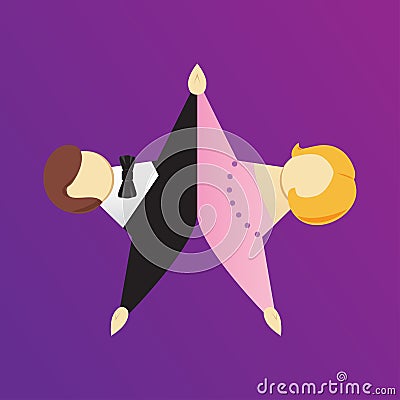 Star made by dance couple Vector Illustration