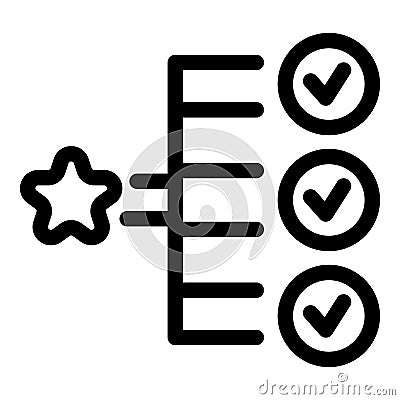Star moving towards checklist tick marks representing project management Vector Illustration