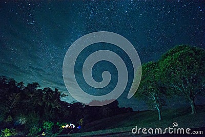 Star at night above the tree , Doi Samer-Dao in Si Nan National Stock Photo