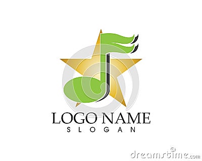 Star note music icon logo design template Vector Illustration