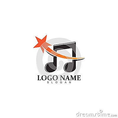 Star Note Music Icon Logo Design Template. Vector Illustration
