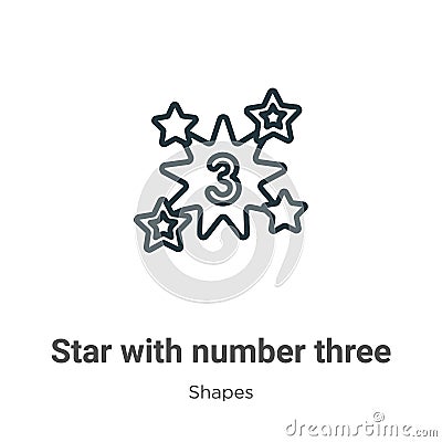 Star with number three outline vector icon. Thin line black star with number three icon, flat vector simple element illustration Vector Illustration