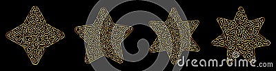 Star opart mesh elements set - visualization of Reaction–diffusion system types Vector Illustration