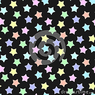 Star pattern seamless pastel colorful black background Vector Illustration