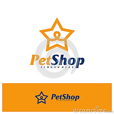 Star Pet Logo Design Template. Pet logo concept vector. Emblem, Creative Symbol, Icon Stock Photo