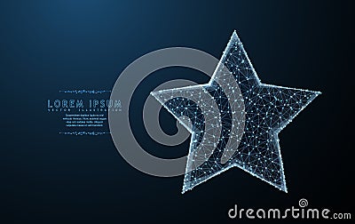 Star. Polygonal wireframe mesh art with crumbled edge looks like constellation. Illustration or background Vector Illustration