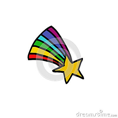 Star with a rainbow doodle icon Cartoon Illustration