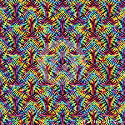 Star rainbow flower symmetry line seamless pattern Vector Illustration