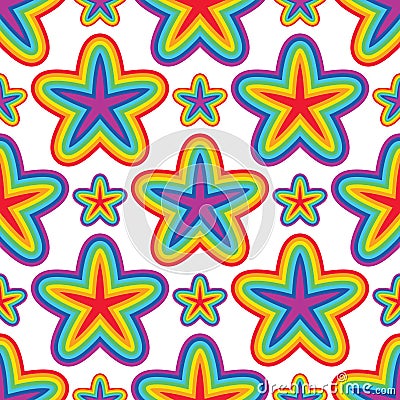 Star rainbow flower symmetry seamless pattern Vector Illustration