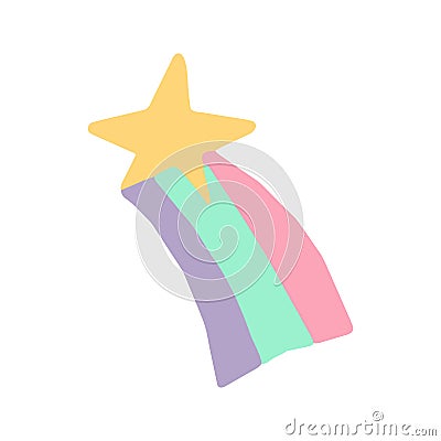 star with rainbow hand drawn. vector. icon, sticker, decor, poster. fairy tale, magic. Vector Illustration