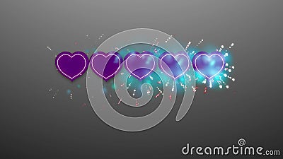 Star rating illustration with violet hearts Cartoon Illustration