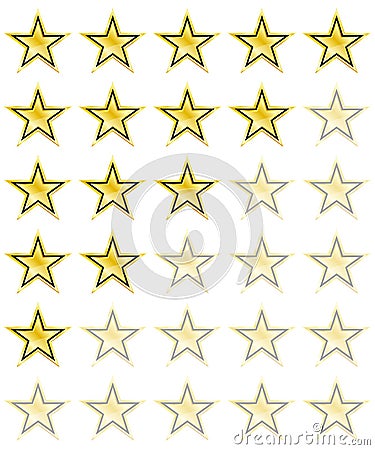 Star rating for 0 - 5 stars. Best rating Vector Illustration