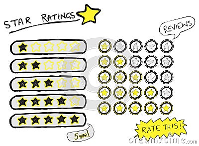 Star Ratings Sketch Vector Illustration