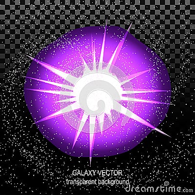 Star with rays white purple in space isolated and effect tunnel Vector Illustration