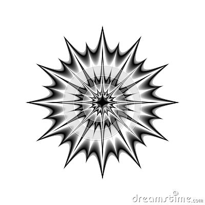 Star with rays white in space isolated, vector, black and white Vector Illustration