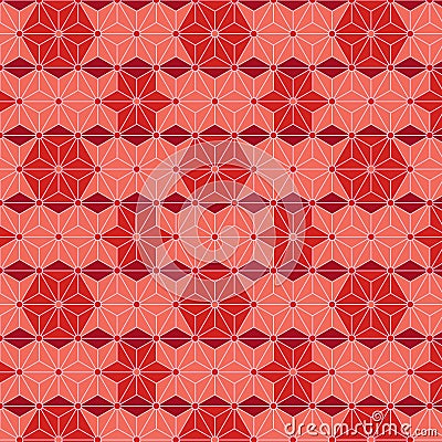 Star red Japanese asanoha isometric seamless pattern Vector Illustration