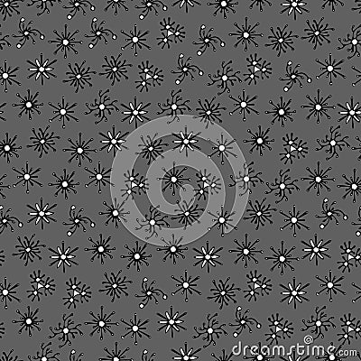 Star seamless pattern. Black and white cute background. Chaotic elements Vector Illustration