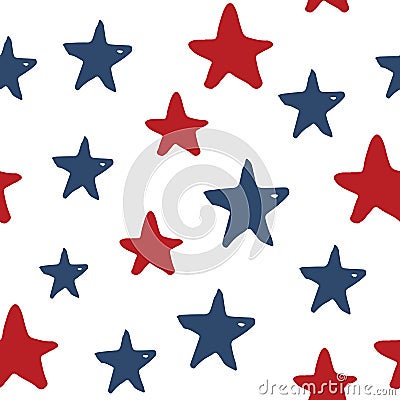Star seamless pattern, Hand drawn sketched doodle stars, vector illustration Vector Illustration