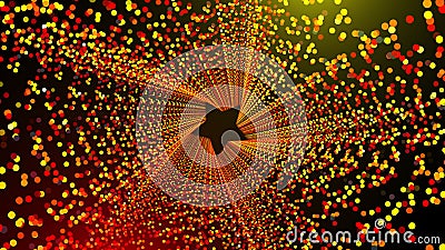 Star shaped tunnel with many glowing circular particles in space, computer generated abstract background, 3D render Stock Photo