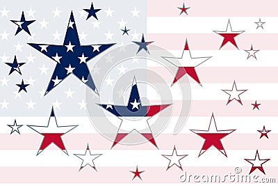 A star shapes over gradient fade effect american flag illustration graphic theme Cartoon Illustration