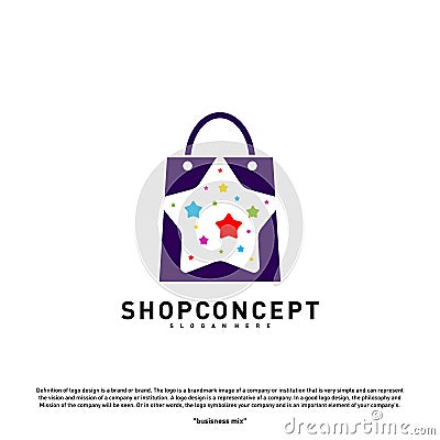 Star Shop Logo Design Concept. Shopping center Logo Vector. Shop and gifts symbol Vector Illustration