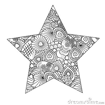 Star-style-collage,-hearts-outline-black-background-white,-vector Vector Illustration