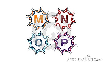 Star Swoosh Solution Initial M N O P Vector Illustration