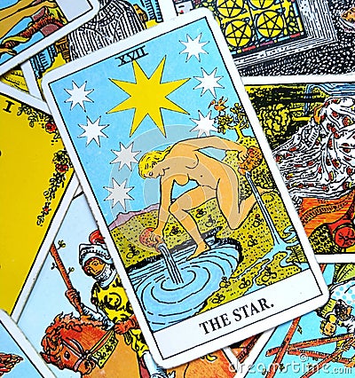 The Star Tarot Card Hope, happiness, opportunities, optimism, renewal, spirituality Stock Photo