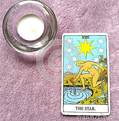 The Star Tarot Card Hope, happiness, opportunities, optimism, renewal, spirituality Stock Photo