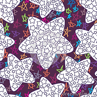 Star theme coloring seamless pattern Vector Illustration