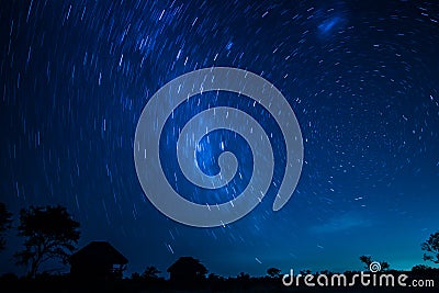 Star trail of the African night sky. Stock Photo