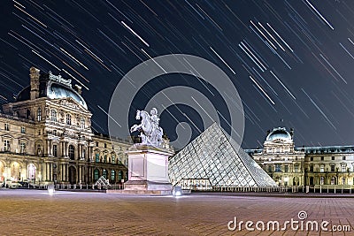 Star Trail at The Louvre Editorial Stock Photo