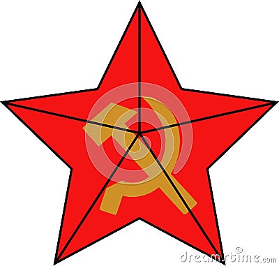 Star of the USSR emblem hammer and sickle Vector Illustration