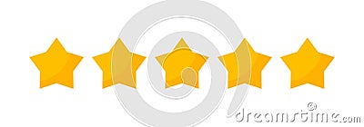 5 star vector review yellow icon. Five stars gold rating isolated Vector Illustration