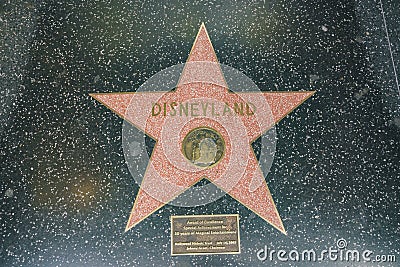 Star Walk of Fame of the famous Disneyland Editorial Stock Photo