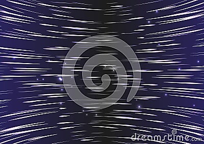 Star warp. Hyperspace jump, traces of moving stars light and interstellar fast speed travel. Vector Illustration